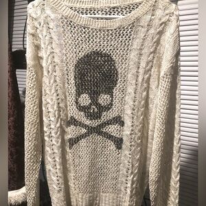 Cream Black Skull Sweater Women’s Large